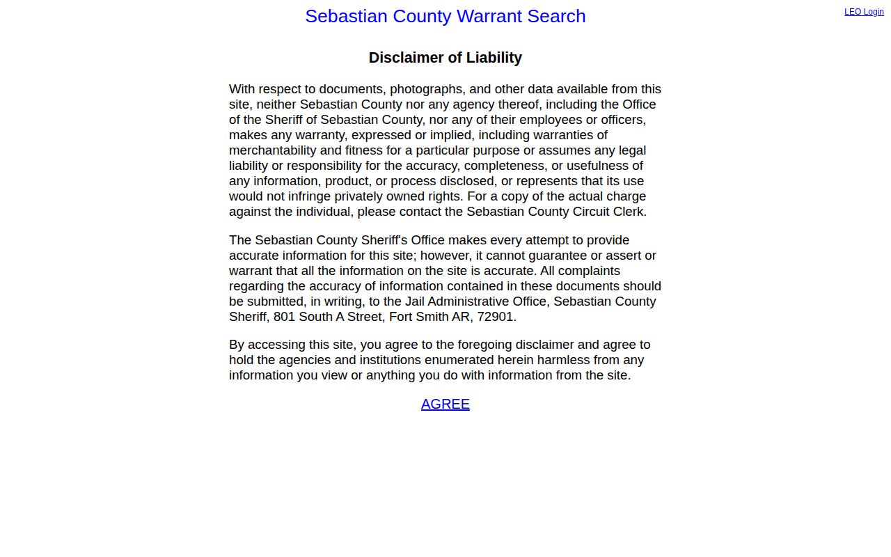 Sebastian County public warrant search official route